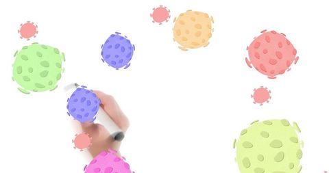 Hand drawing colorful abstract shapes with creativity