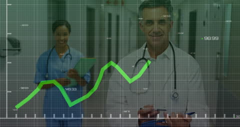 Doctors Analyzing Medical Financial Growth Data