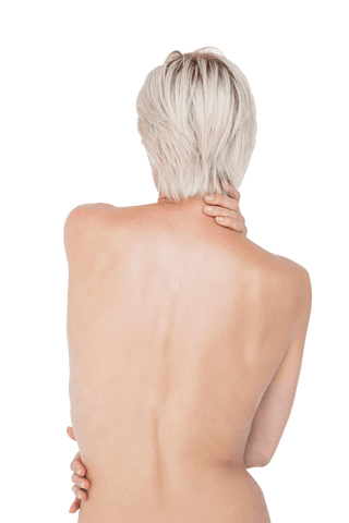 Transparent Back View of Woman with Short Blonde Hair