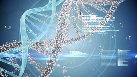 Futuristic DNA Strand with Data Elements