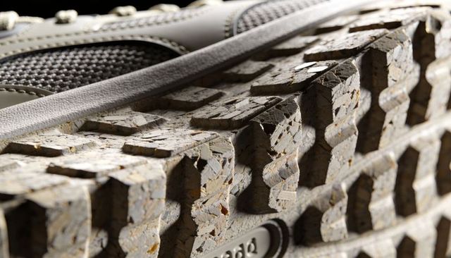 Macro cork sneaker sole with chunky block tread and mesh upper highlighting sustainable design