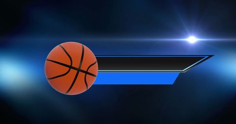 Dynamic sports logo design with basketball icon and light flare