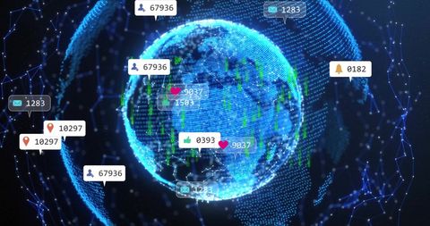 Digital Earth with Social Media and Data Interfaces - Download Free Stock Images Pikwizard.com