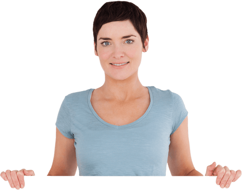 Woman Displaying Blank Transparent Card for Copy Space - Download Free Stock Videos Pikwizard.com