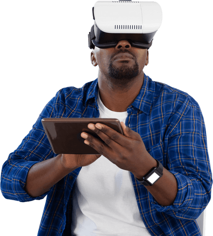 Transparent Image of Man Using Virtual Reality Headset and Tablet - Download Free Stock Videos Pikwizard.com