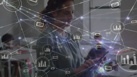 Teacher Integrating Technology in Modern Classroom Network