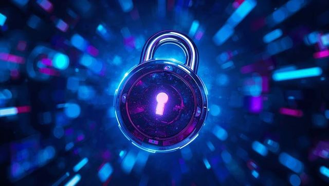Glowing Cyber Padlock Representing Futuristic Digital Security