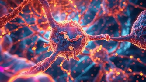 Microscopic View of Neurons and Synapses in Neural Tissue