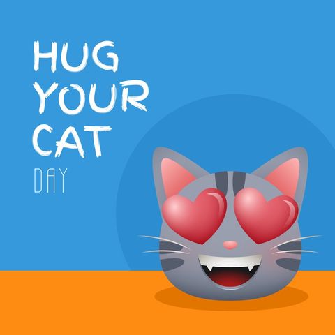 hug your cat day celebration illustration with heart-eyed cat - Download Free Stock Templates Pikwizard.com