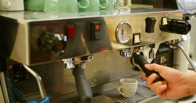 Barista Brewing Coffee with Espresso Machine in Cafe - Download Free Stock Images Pikwizard.com