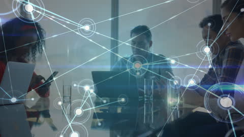 Diverse Team Network Connections Concept with Digital Overlay