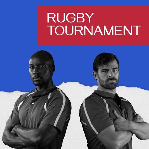 rugby tournament promotion with confidence posing players - Download Free Stock Templates Pikwizard.com