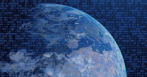 Earth Overlaid with Binary Code for Global Data Connections - Download Free Stock Images Pikwizard.com