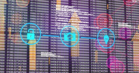 Technology Icons on Digital Financial Data Background