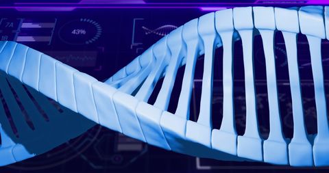 DNA Strand Over Global Data Interface - Download Free Stock Images Pikwizard.com