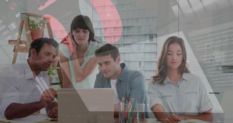 Financial Data Overlay on Collaborative Business Team in Office