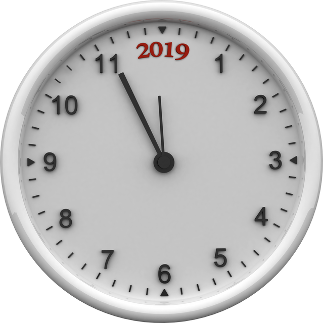 White Clock Striking Five to Midnight 2019 on Transparent Background - Download Free Stock Videos Pikwizard.com