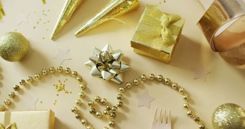 Golden New Year's Eve Celebration Theme With Decorations