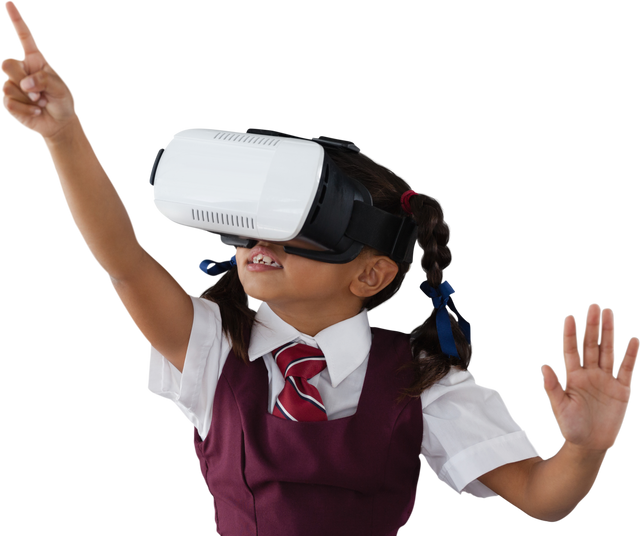 Curious Schoolgirl with Virtual Reality Headset on Transparent Background - Download Free Stock Videos Pikwizard.com