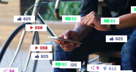 Man Engaging with Social Media Metrics on Smartphone