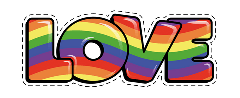 Colorful love text graphic with transparent background