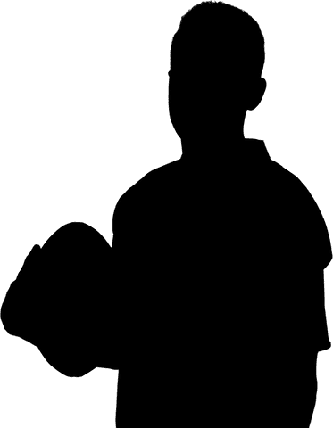 Transparent silhouette of male holding basketball