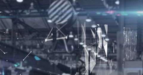 Abstract Warehouse with Digital Geometric Overlays