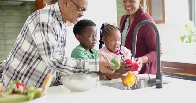 Happy African American Family Washing Vegetables Together in Kitchen - Download Free Stock Images Pikwizard.com