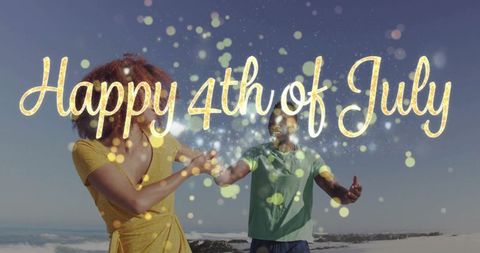 Joyful Celebration of 4th of July on Sunny Beach