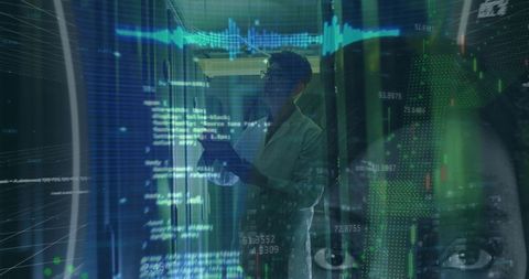 Data Engineer with Futuristic Holographic Display in Data Center - Download Free Stock Images Pikwizard.com