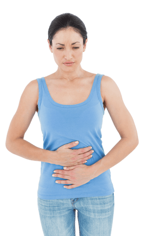 Woman Experiencing Stomach Pain with Transparent Background - Download Free Stock Videos Pikwizard.com