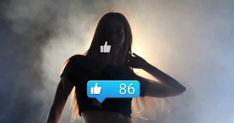 Illuminated silhouette with social media engagement