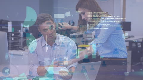 Business Professionals Analyzing Data with Interactive Graphics