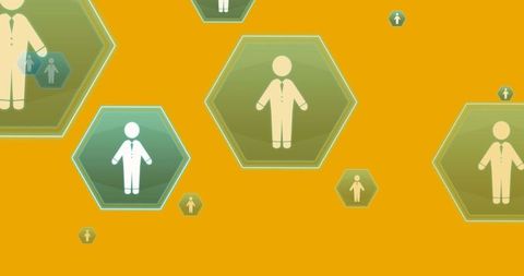 Network of Human Icons on Vibrant Yellow Background