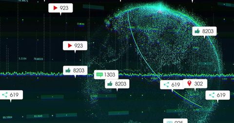 Animating Point-cloud Global Network with Social Media Counters and Data Waveform