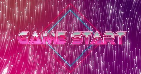 Flashing Neon Game Start Text in Digital Environment
