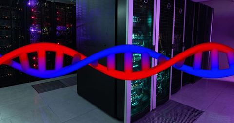 Dna strand visualization inside modern data center