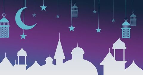 Magical Ramadan Night with Crescent Moon and Lanterns - Download Free Stock Images Pikwizard.com