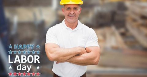 Smiling Construction Worker Celebrating Labor Day - Download Free Stock Images Pikwizard.com