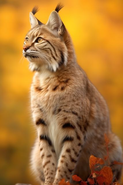 Majestic Eurasian Lynx with Autumn Foliage Backdrop - Download Free Stock Images Pikwizard.com