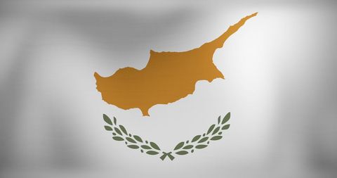 Waving cyprus flag with olive branch symbolizing peace and unity