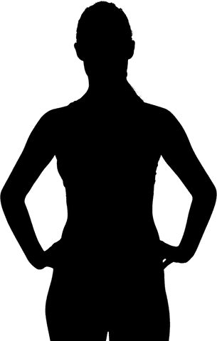 Black silhouette of woman on transparent background vector design