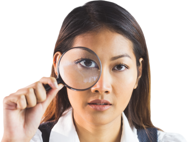 Businesswoman Holding Transparent Magnifying Glass and Looking Confident - Download Free Stock Videos Pikwizard.com