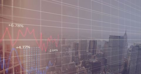 Graph Analysis with Cityscape Background Visualizing Economic Trends - Download Free Stock Images Pikwizard.com