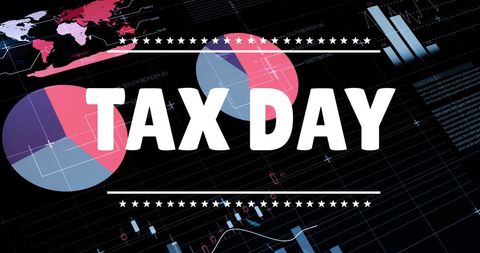 Tax Day Over Financial Data Processing Background - Download Free Stock Images Pikwizard.com
