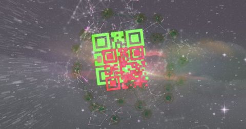 Digital QR Code with Communication Network Elements on Dark Background - Download Free Stock Images Pikwizard.com