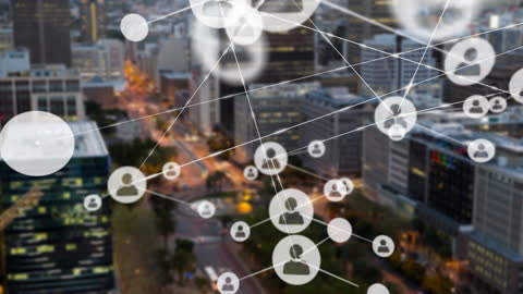 Digital Network and Connections in Modern Urban Cityscape