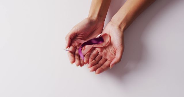 Hands Holding Pink Ribbon for Breast Cancer Awareness - Download Free Stock Images Pikwizard.com