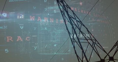 Cybersecurity risks in the energy sector with digital padlock overlay