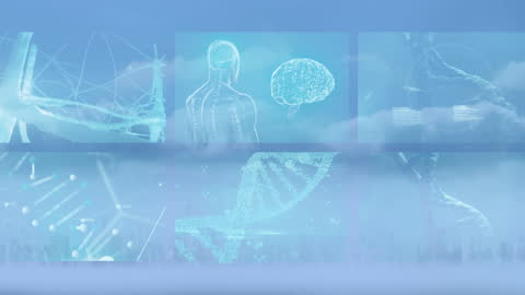 Digital Science Animation Over Misty Skyline